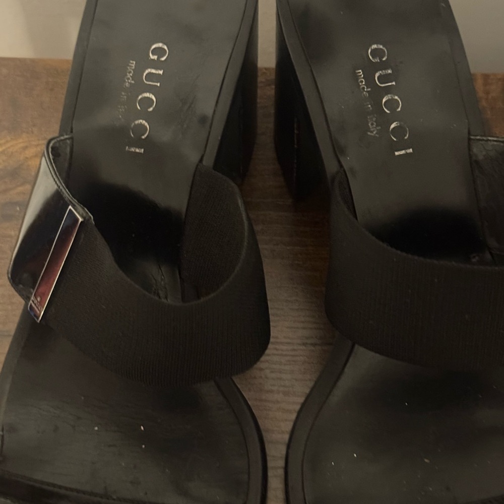 Gucci Black Leather Open Toe Sandals - Picture 4 of 7